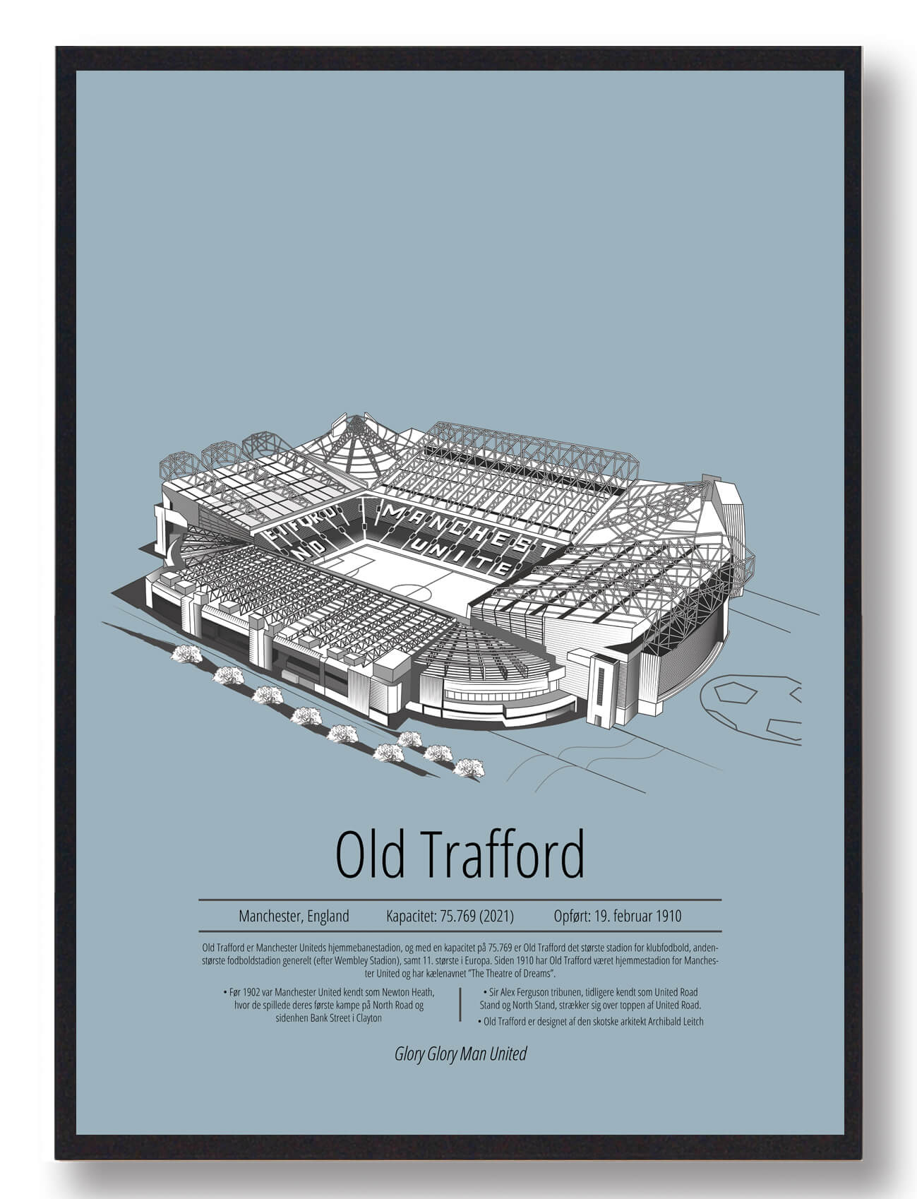 Old Trafford plakat – Manchester United i moderne blå