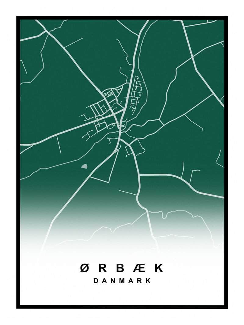 Ørbæk bykort plakat – Udforsk byen med stil!
