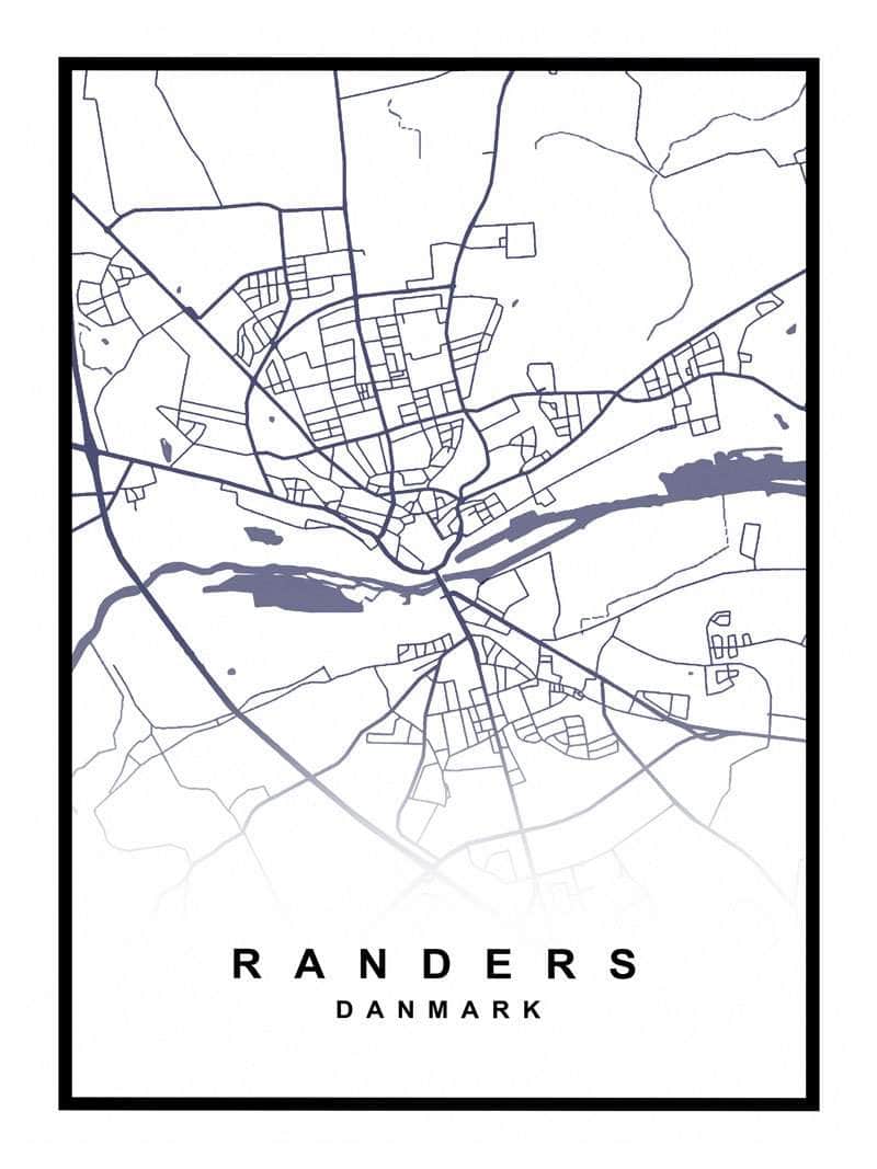 Randers Plakat – Detaljeret kort over Randers by