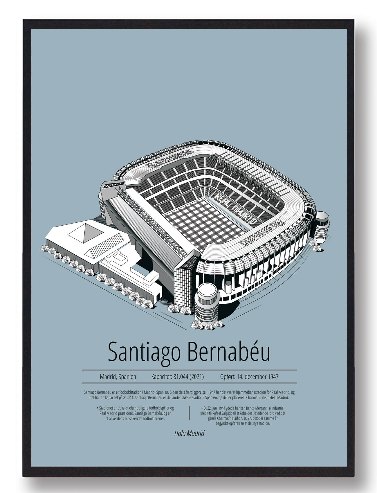 Santiago Bernabeu Plakat – Real Madrid i Lyseblå