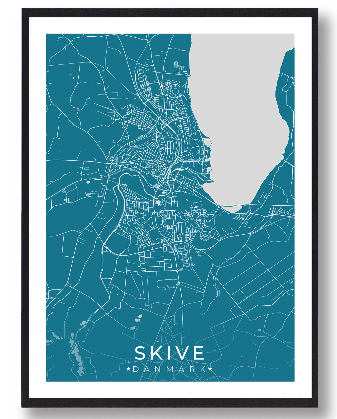 Skive By Plakat - Blå Design til Dit Hjem på Udsalg!