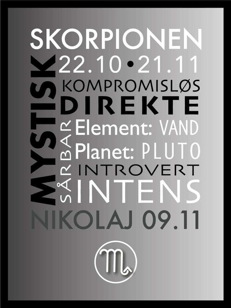Skorpion Stjernetegn Plakat – Unik Indretning til Hjemmet