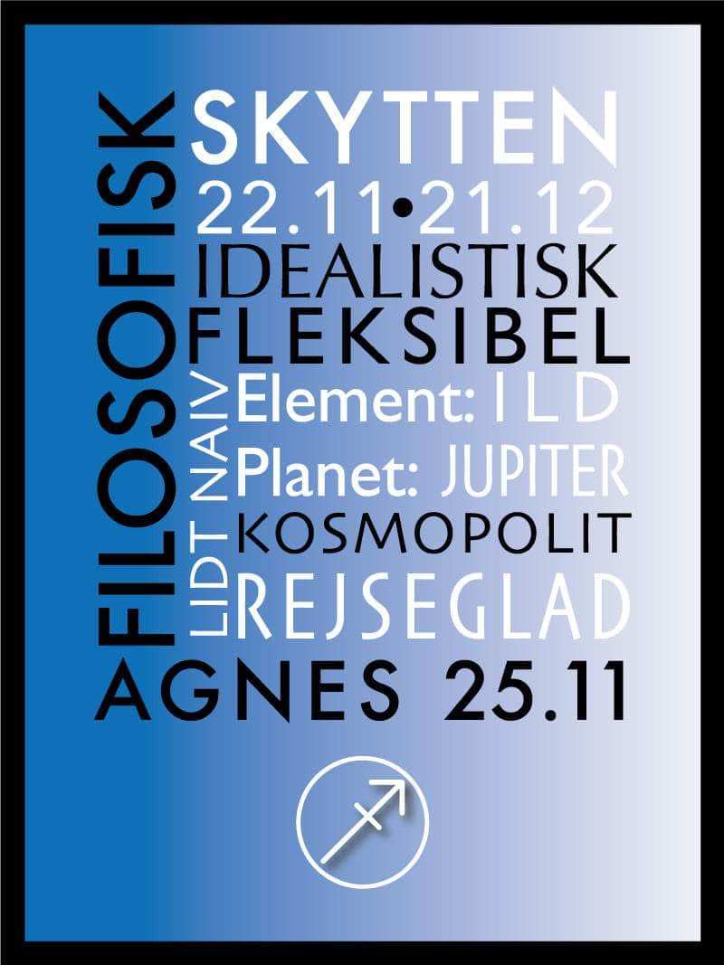 Skytten Stjernetegn Plakat – Unik Indretning fra Egly Design