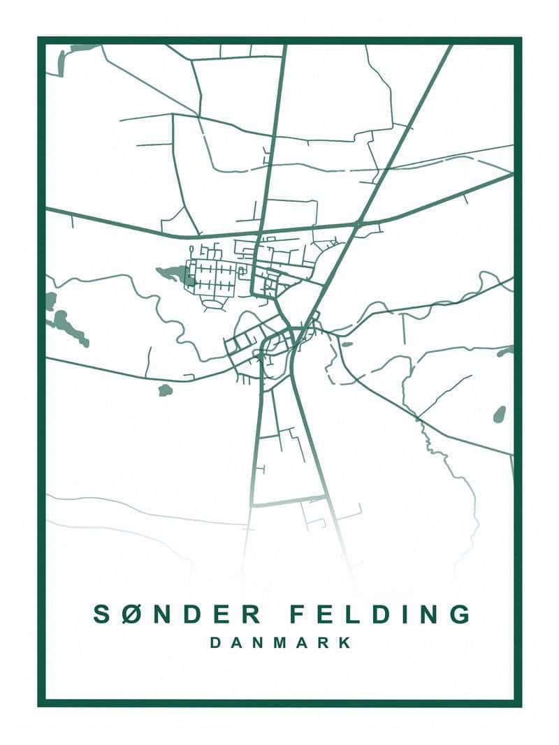 Sønder Felding Plakat – Detaljeret Kort over Byen