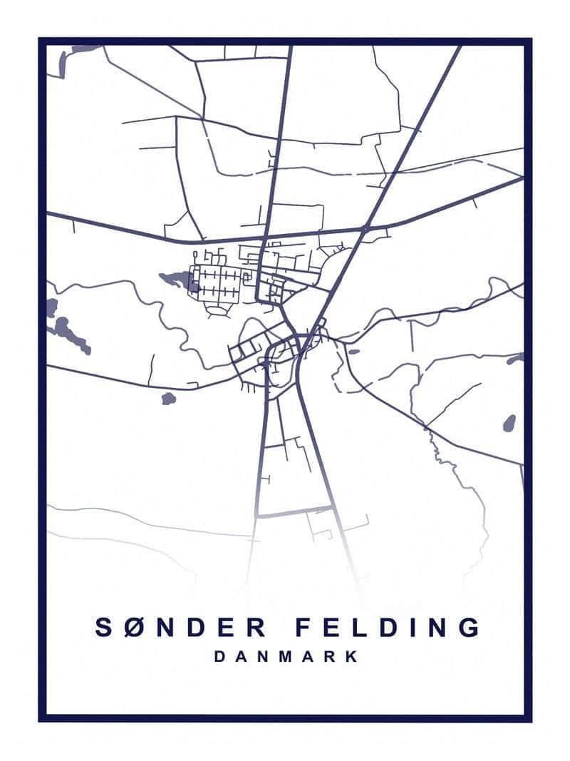 Sønder Felding Landkort Plakat – Perfekt til Indretning!