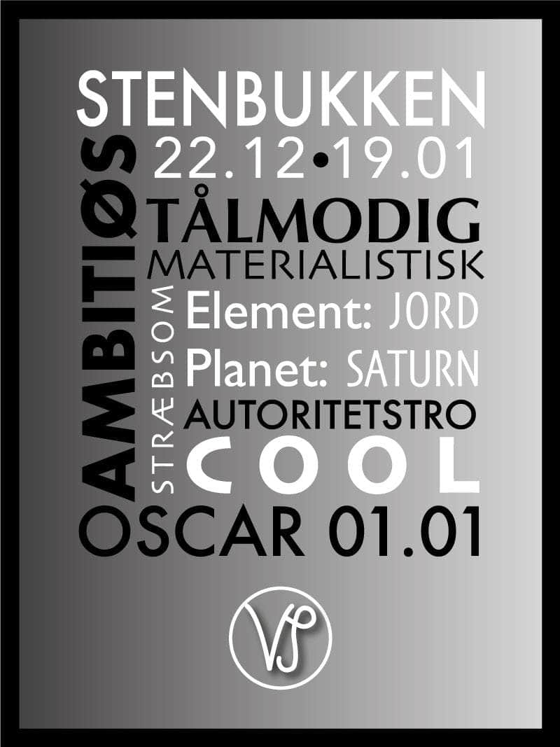 Stenbukken Stjernetegn Plakat – Unik Indretning til Dit Hjem