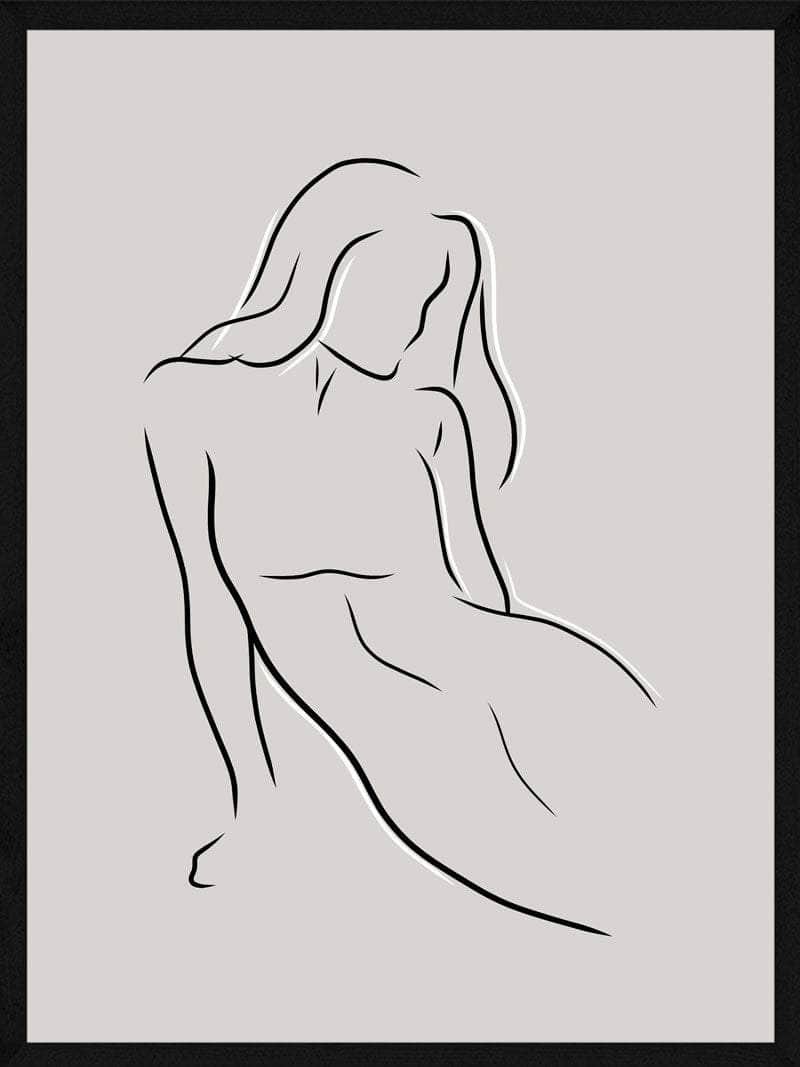 Minimalistisk Plakat med Stregtegning af Kvinde - Elegance