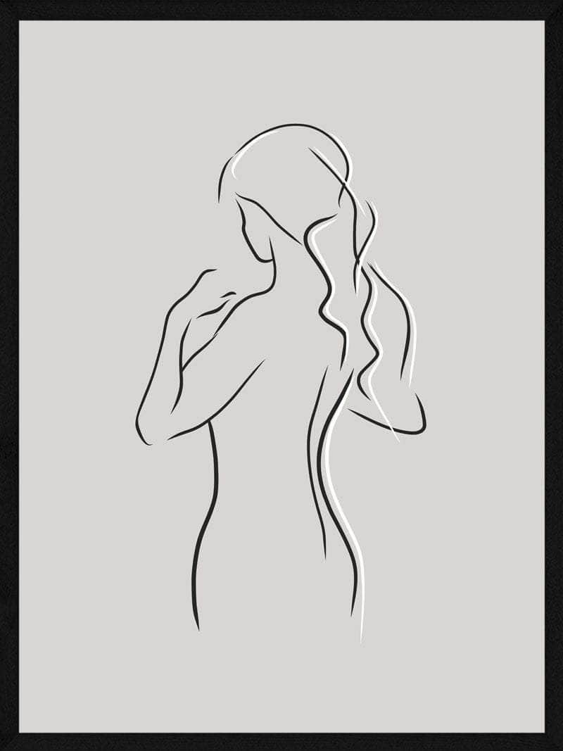 Elegant Minimalistisk Plakat med Stregtegning af Kvinde