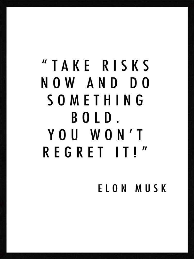 Elon Musk Plakat - Tag Risici Nu! Inspirerende Vægkunst