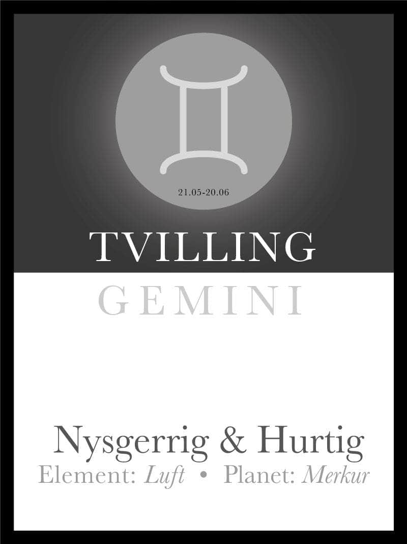 Tvillingen Stjernetegn Plakat – Unik Vægkunst til Dit Hjem