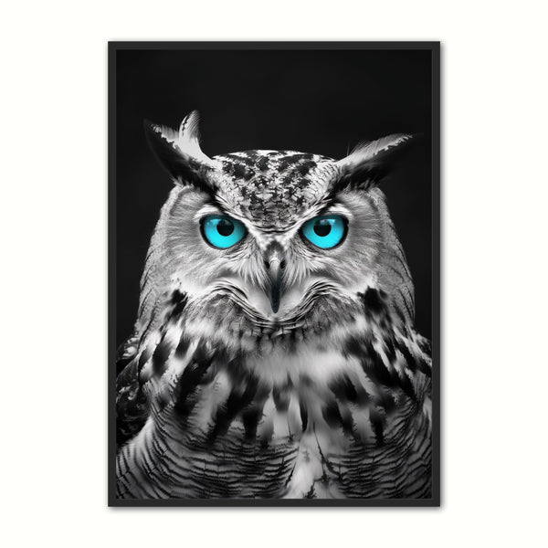 Unik Ugle Plakat med Blå Øjne til Dit Hjem