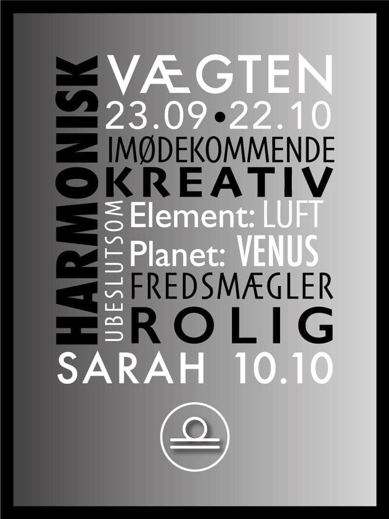 Unik Vægten Stjernetegn Plakat til Dit Hjem - Perfekt Gave