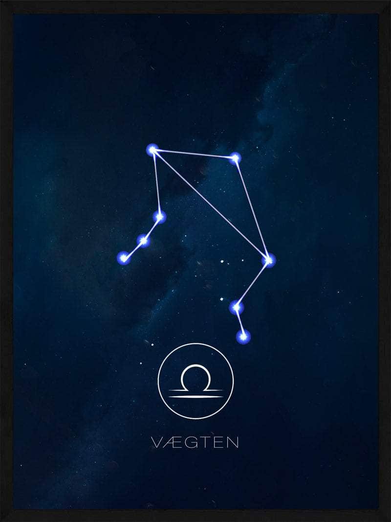 Elegant Vægten Stjernetegn Plakat til Nattehimmel Decor