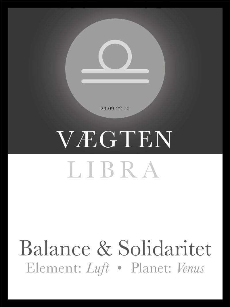 Elegant Vægten Stjernetegn Plakat med Værdier