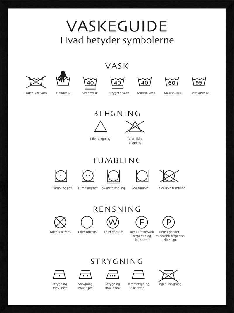 Vaskeguide Plakat – Forstå Vaskesymboler til Tøj