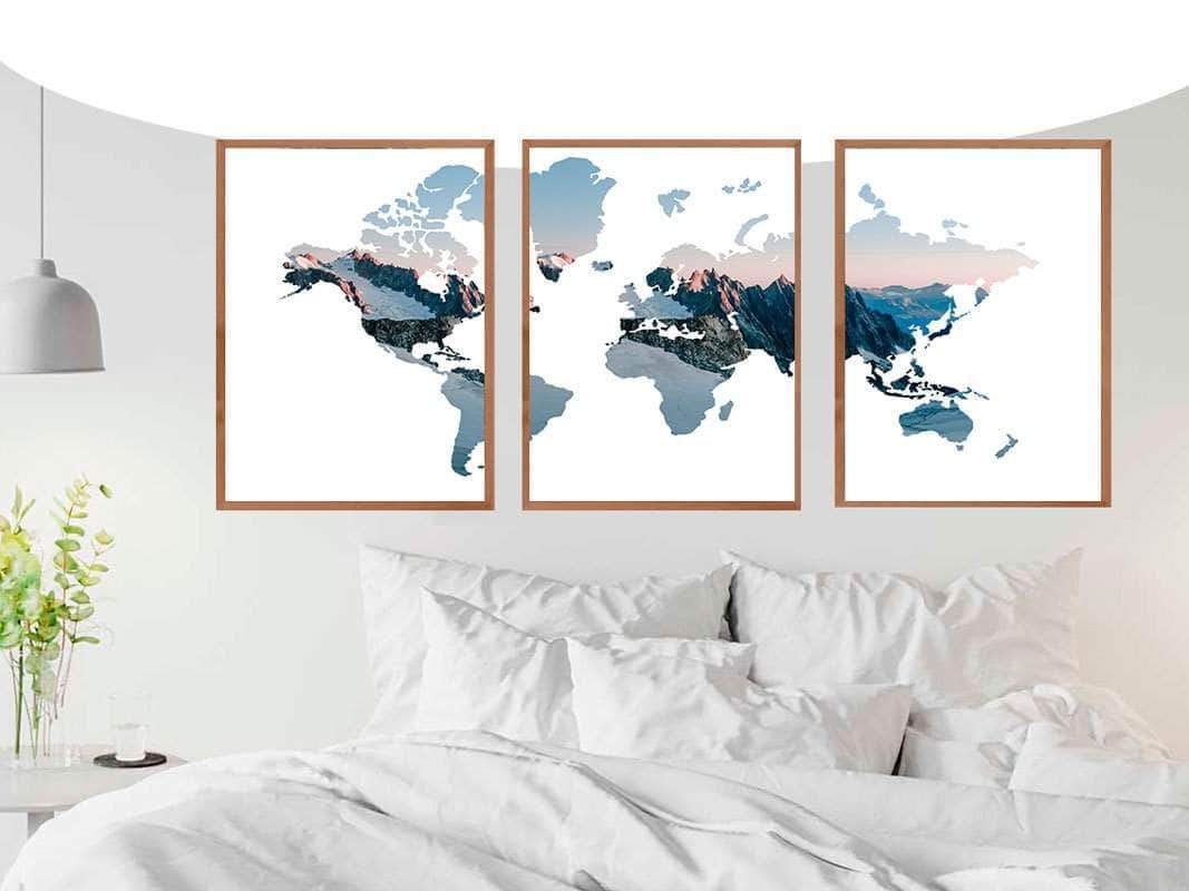 Verdenskort plakat i 3 dele – Fantastisk tilbud!