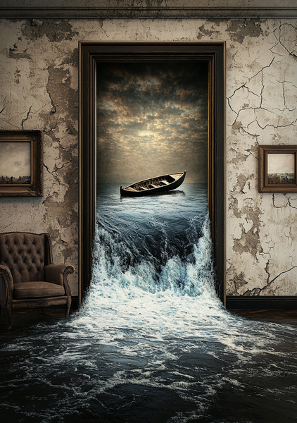 Surrealistisk Plakat: Båden Over Afgrunden – Udsalg!