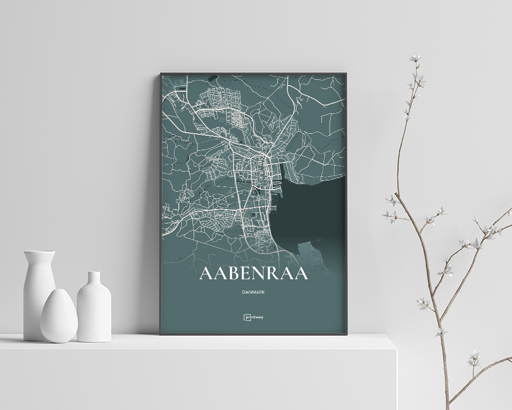 Aabenraa Bykort Plakat - Skovgrøn Elegance 70x100 cm