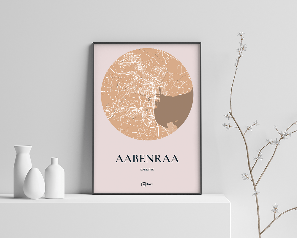 Aabenraa Plakat - Elegant Guld Bykort 70x100 cm
