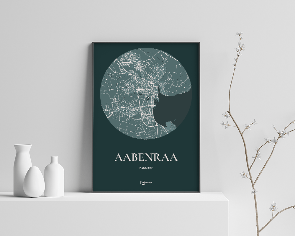 Aabenraa Bykort Plakat i Skovgrøn - Stilig Indretning!