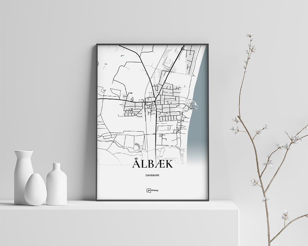 Ålbæk Bykort Plakat – Elegant Indretning til Dit Hjem