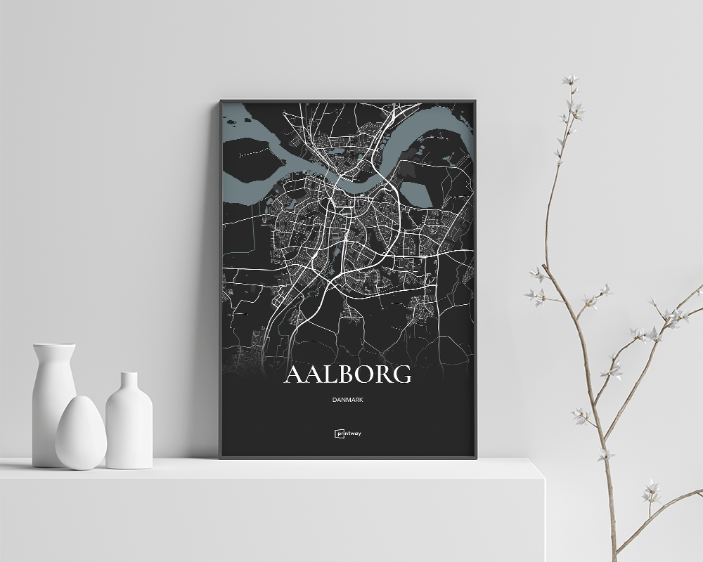 Aalborg Bykort Plakat – Minimalistisk Design 70x100 cm