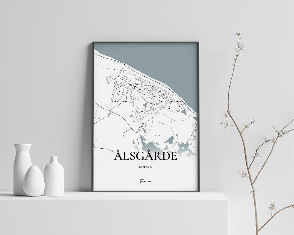 Ålsgårde Bykort Plakat 21x30 cm – Unik Minimalistisk Design