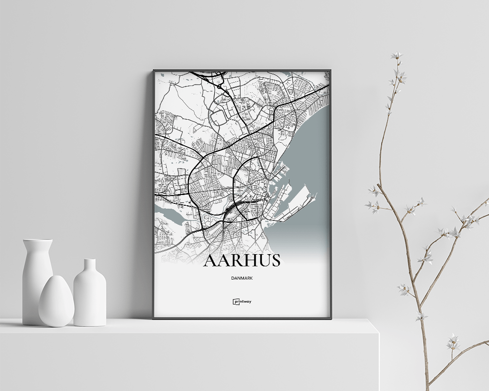 Aarhus Bykort Plakat 21x30 cm - Minimalistisk Design