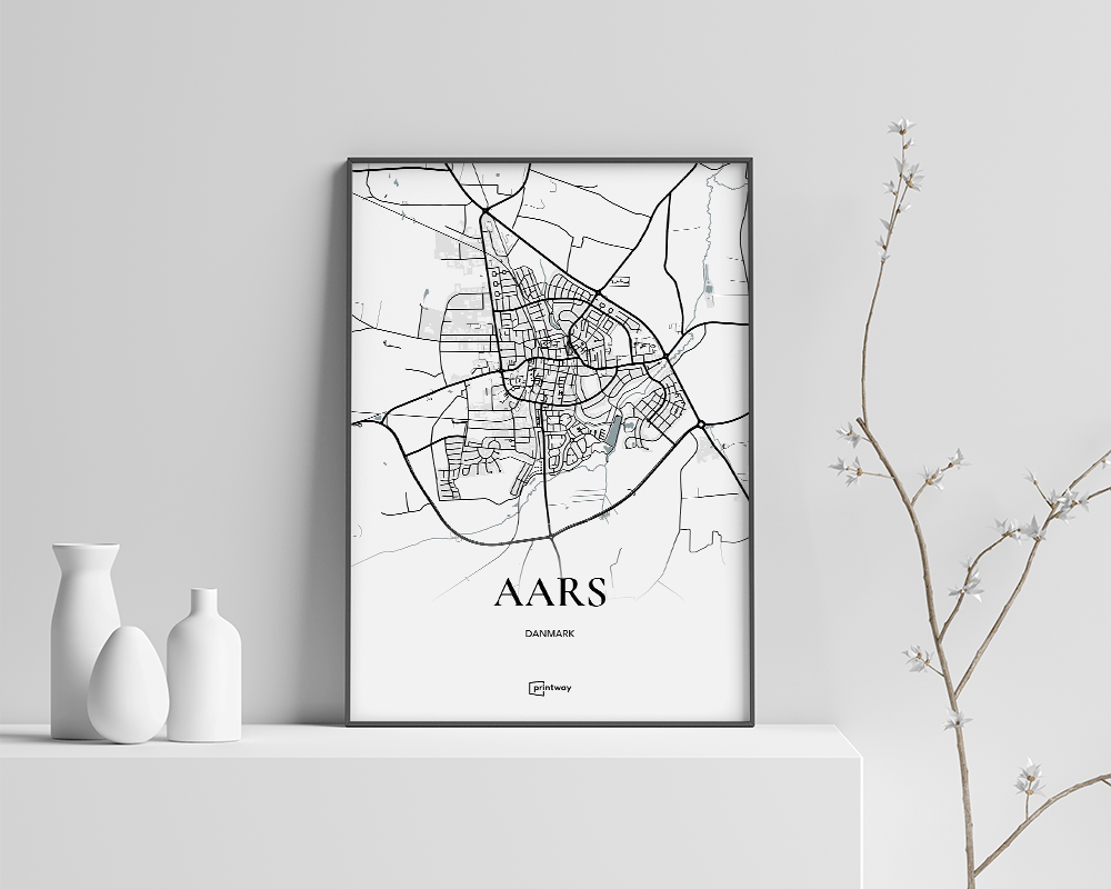 Aars Bykort Plakat 21x30 cm – Stilfuld Indretning til Hjemmet