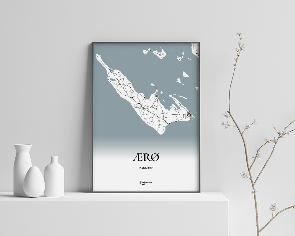 Ærø Bykort Plakat A4 – Stilrent Minimalistisk Design