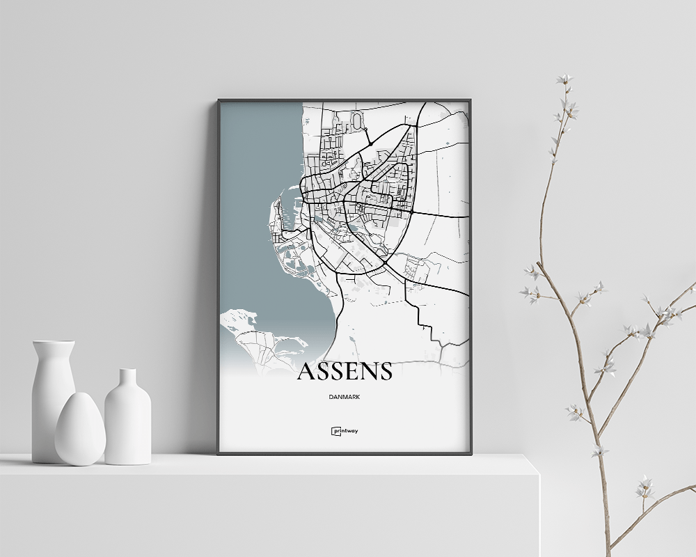 Assens Bykort Plakat 21x30 cm - Stilrent Design