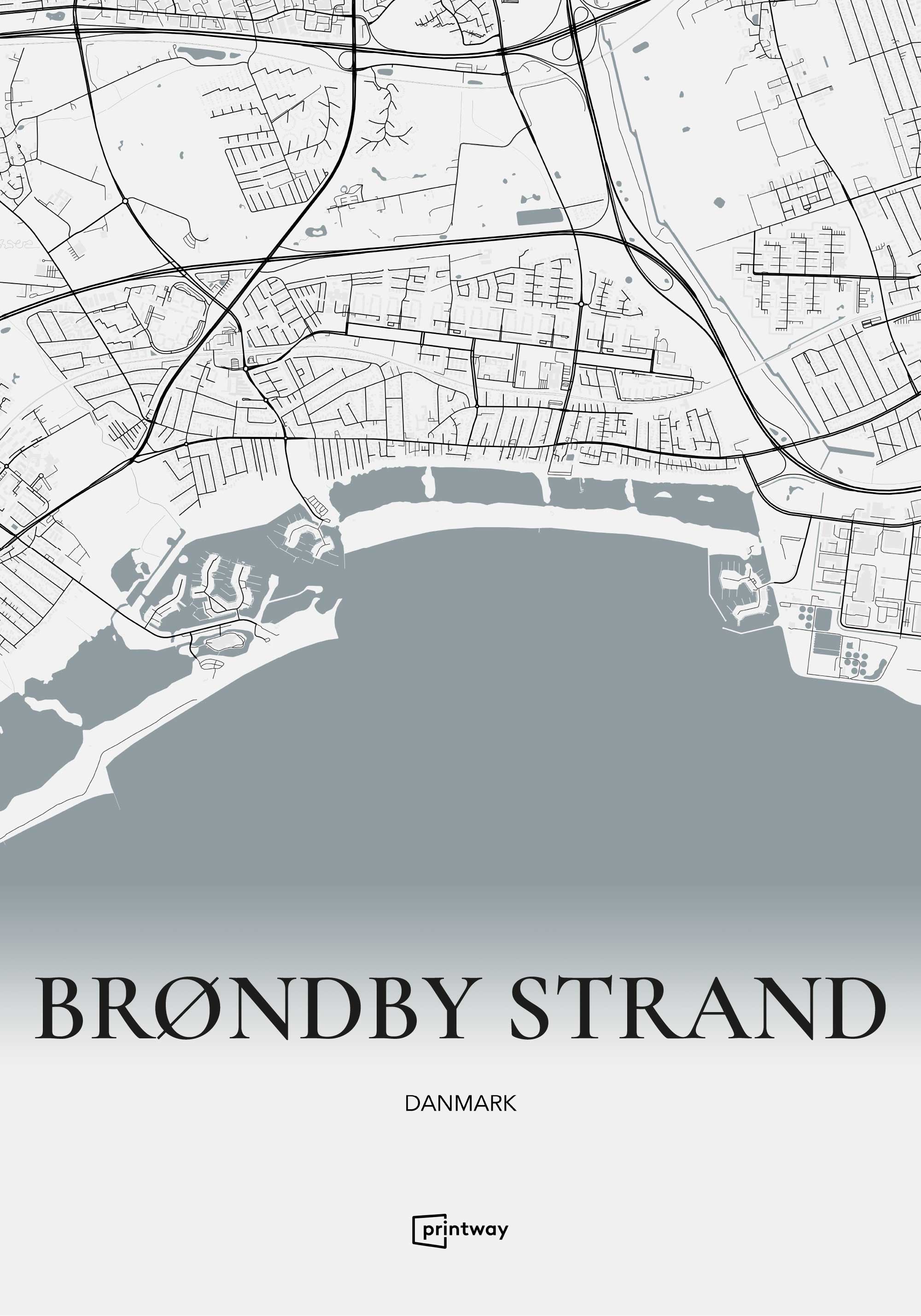 Brøndby Strand Plakat - Skovgrøn Bykort 70x100 cm