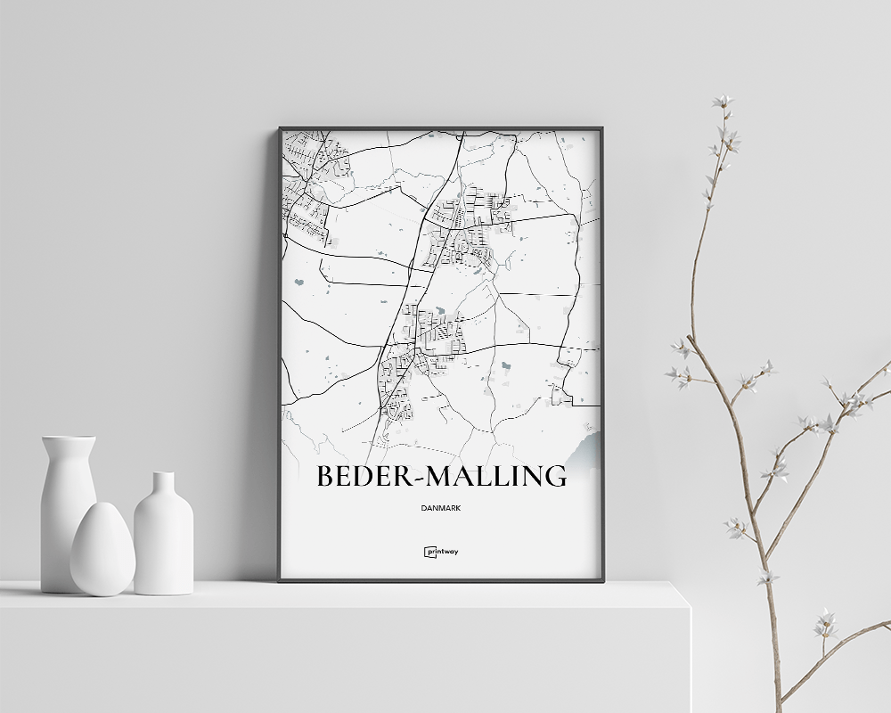 Beder-Malling Bykort Plakat - Unik Design til Dit Hjem