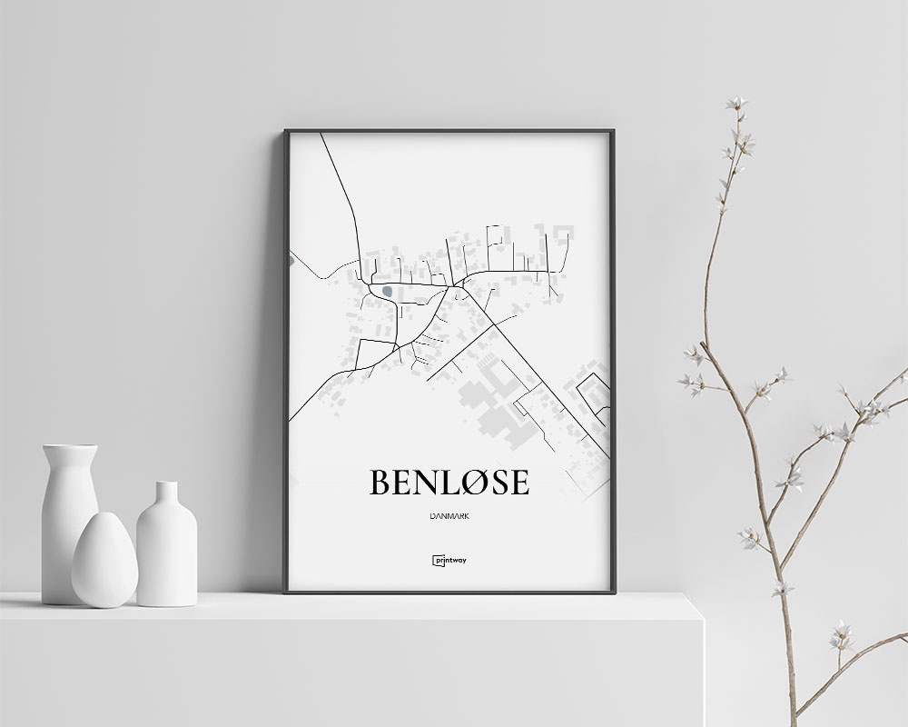 Benløse Bykort Plakat - Minimalistisk Indretning 21x30 cm