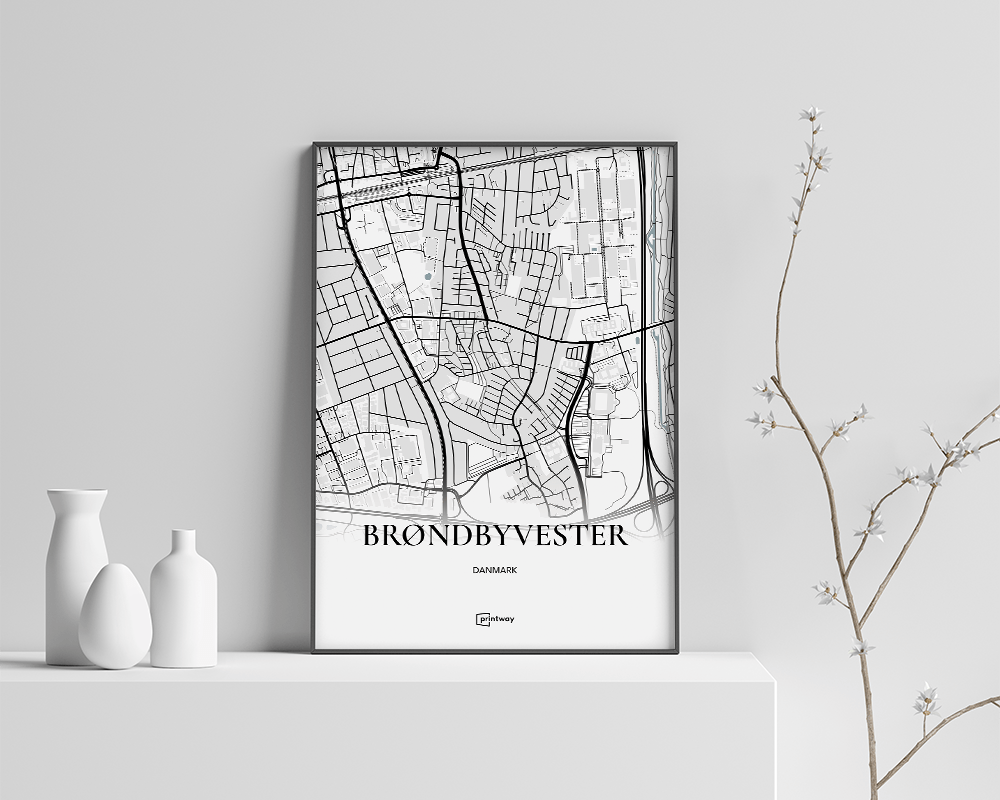 Brøndbyvester Bykort Plakat 70x100 cm – Minimalistisk Design