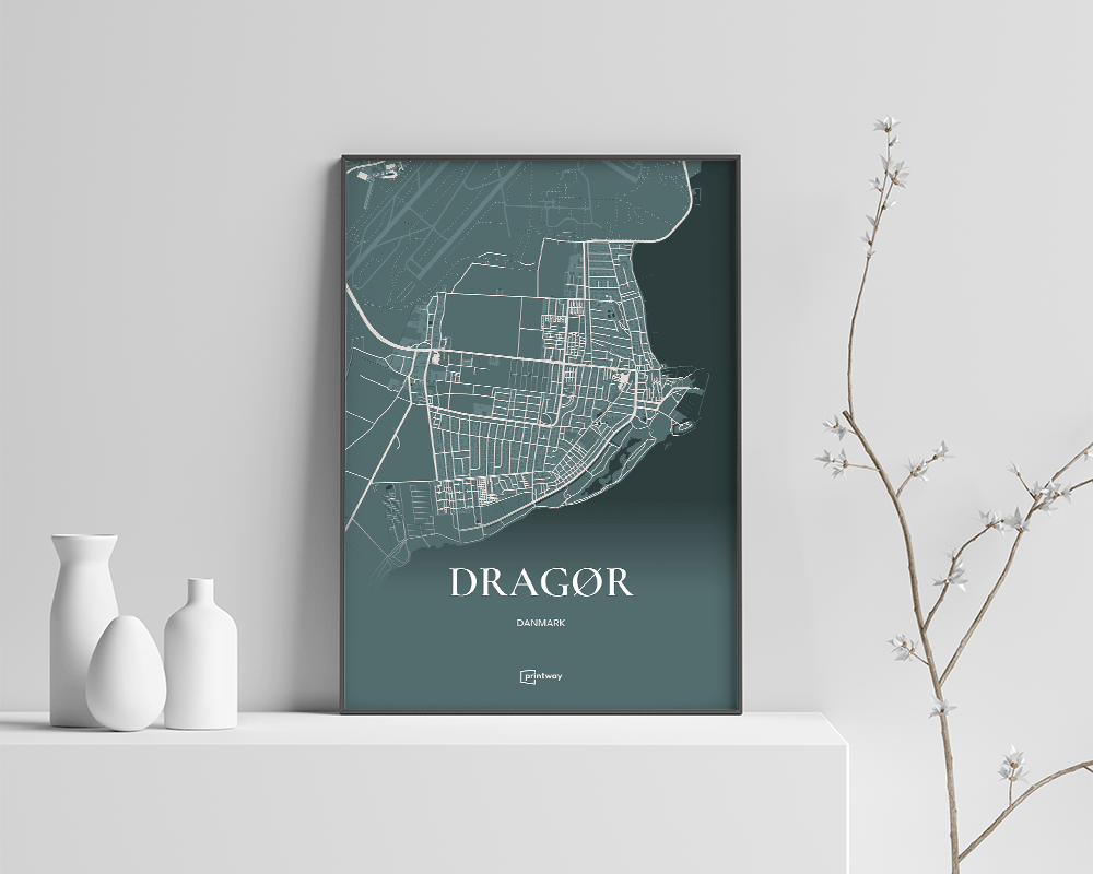 Dragør Bykort Plakat - Skovgrøn A3 til Dit Hjem