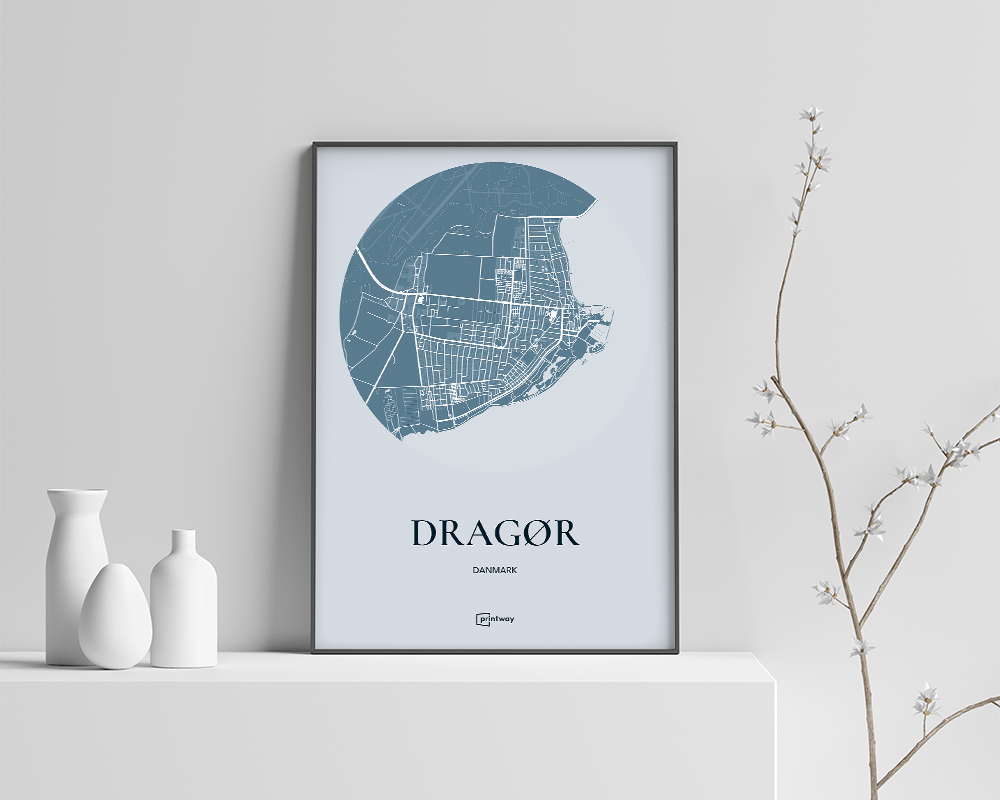 Dragør Bykort Plakat – Elegant Havblå A3 Design