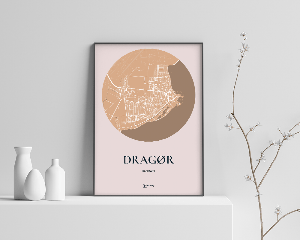 Dragør Bykort Plakat i Guld – Minimalistisk A4 Design