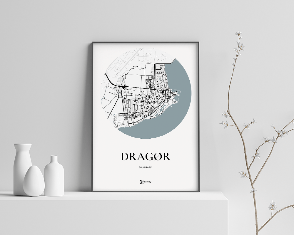 Dragør Bykort Plakat - Elegant Hvid 21x30 cm (A4)