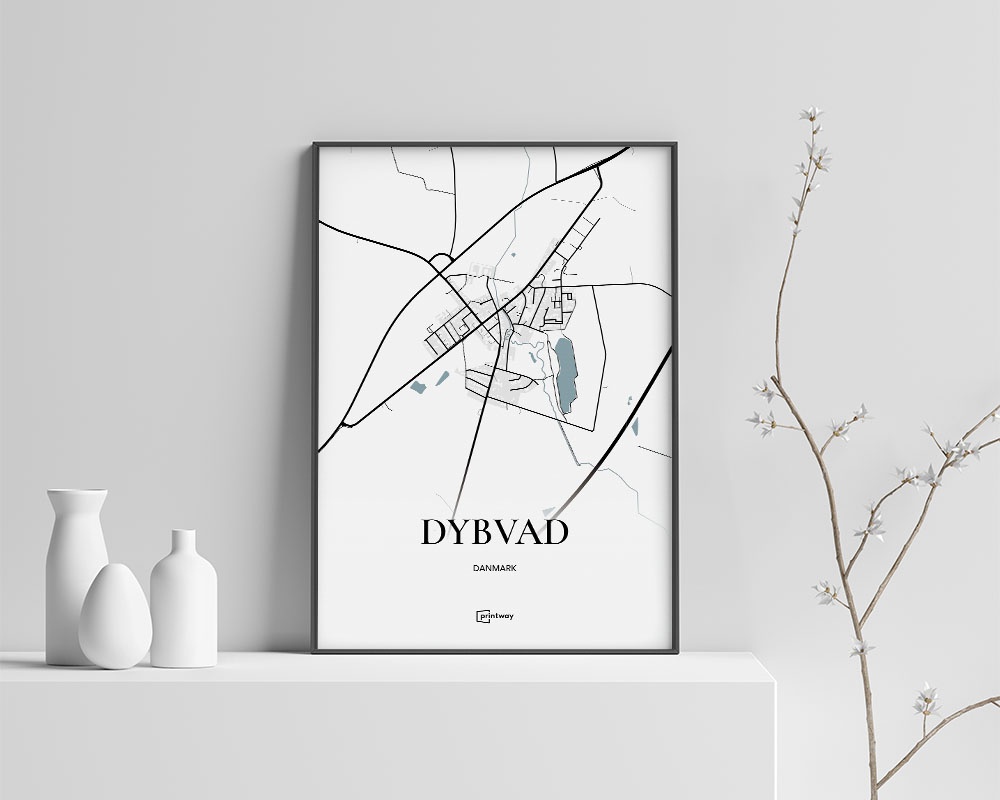 Dybvad Bykort Plakat A3 – Minimalistisk Kunst til Hjemmet