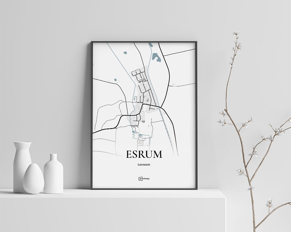 Esrum Bykort Plakat – Unikt Design til Dit Hjem 21x30 cm