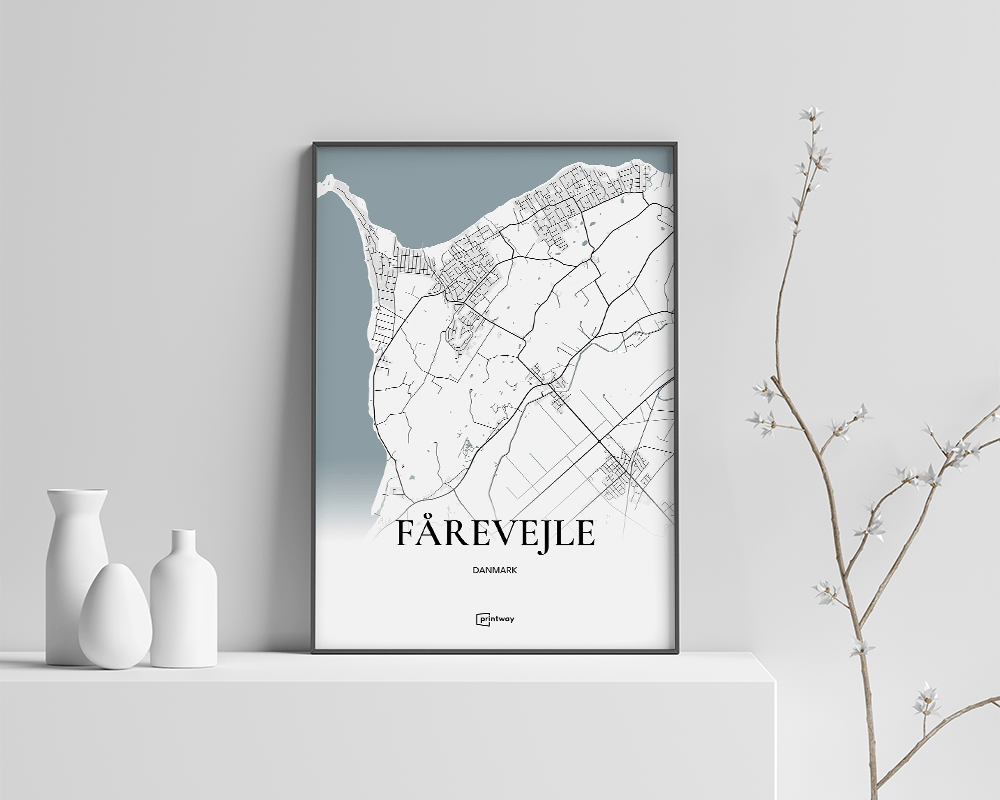 Fårevejle Bykort Plakat – Minimalistisk Design 21x30 cm