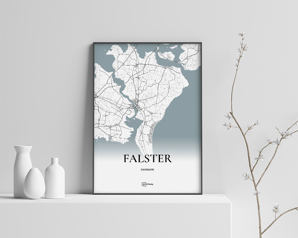 Falster Bykort Plakat 21x30 cm - Minimalistisk Design