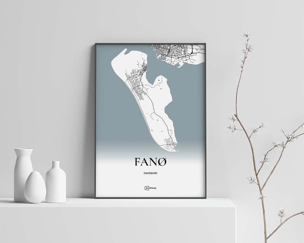 Fanø Bykort Plakat 21x30 cm – Elegant Vægdekoration