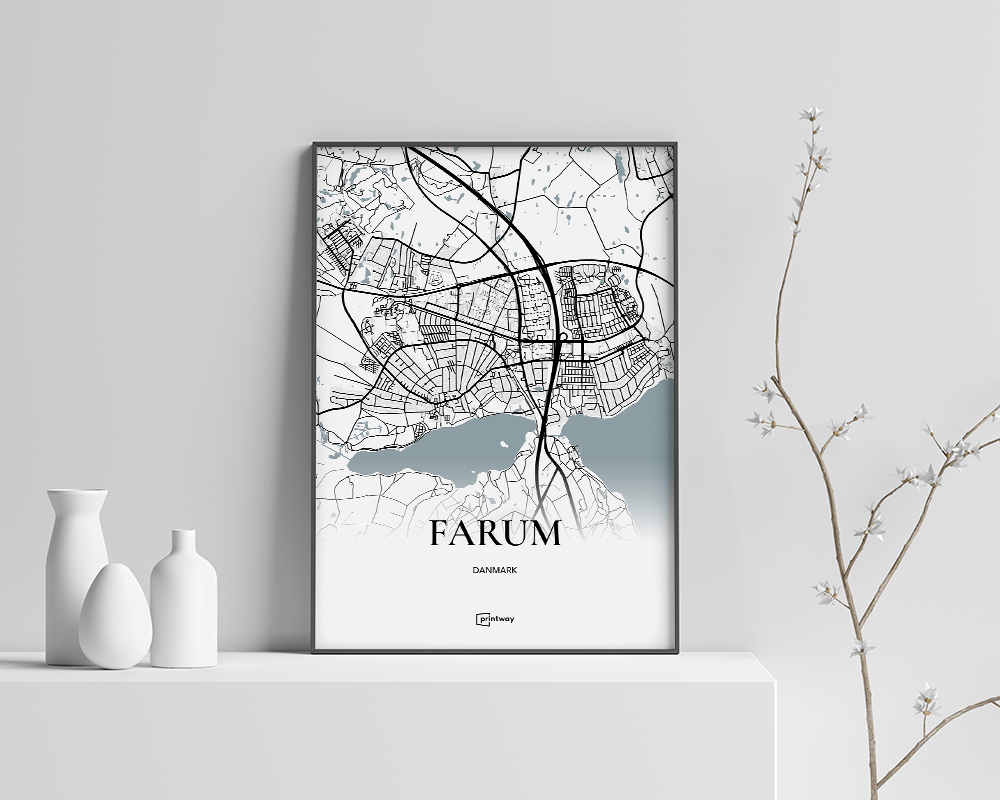 Farum Bykort Plakat 50x70 cm - Stilrent Design til Dit Hjem