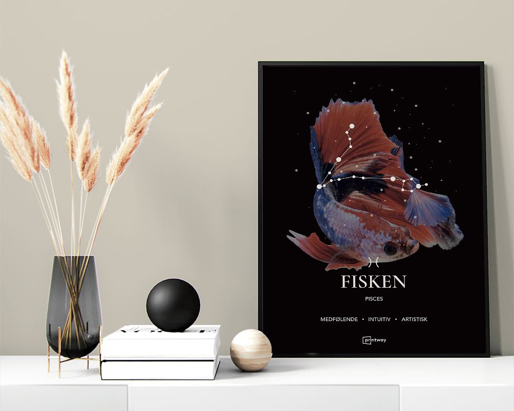 Fisken Stjernetegn Plakat 70x100 cm – Unik Design til Hjemmet