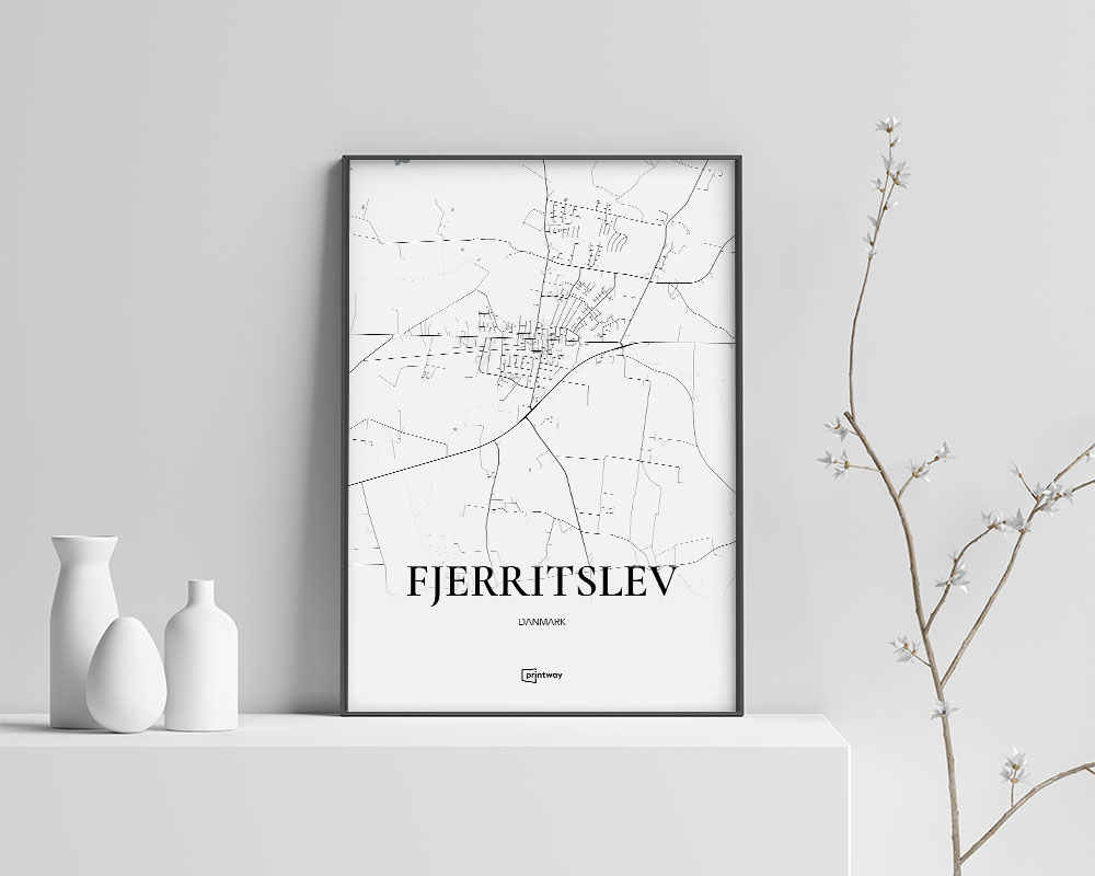 Fjerritslev Bykort Plakat – Minimalistisk Design A4