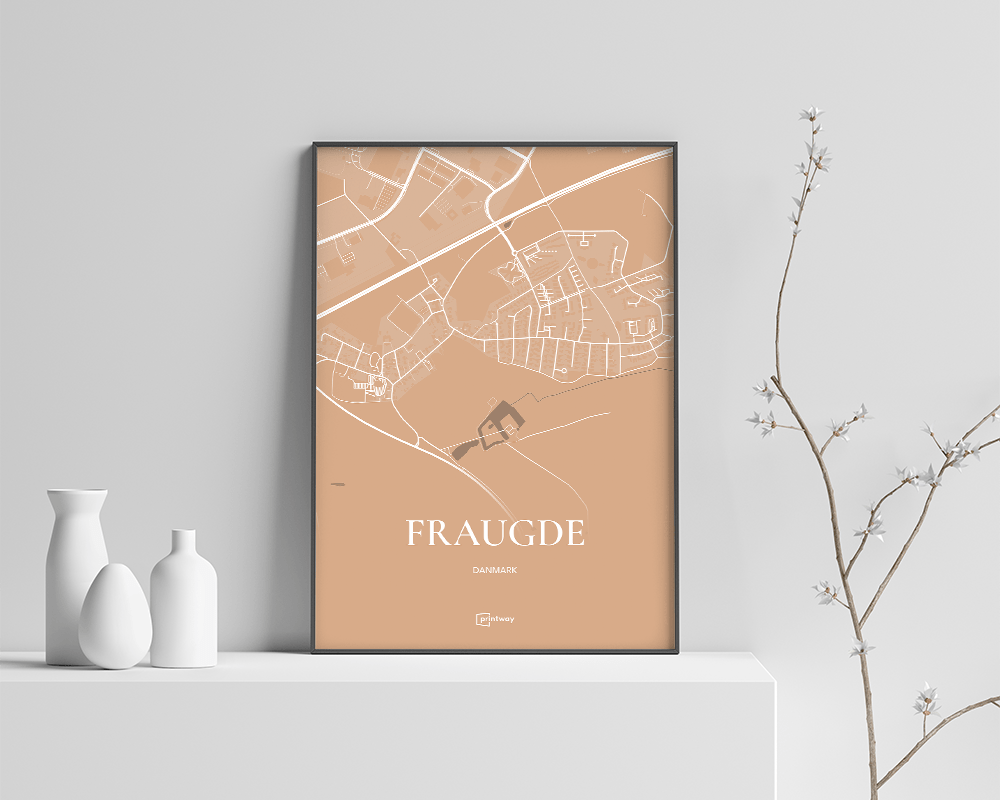 Fraugde Bykort Plakat i Guld – Elegant Design 70x100 cm