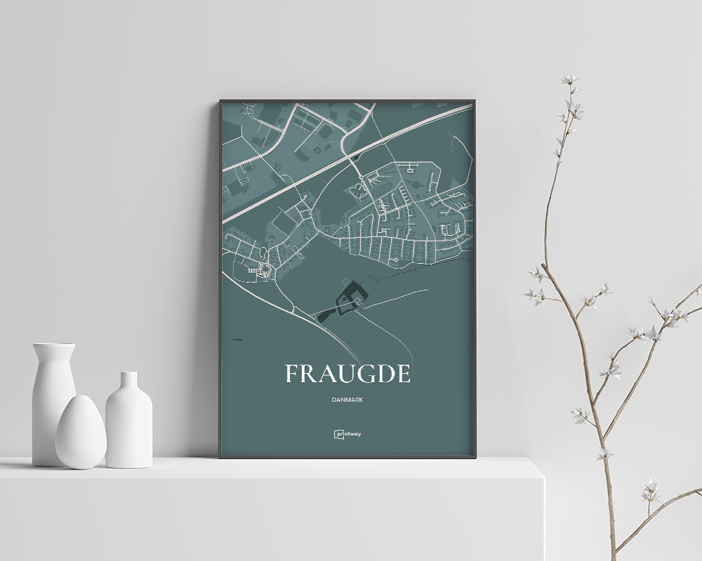 Fraugde Bykort Plakat – Skovgrøn 70×100 cm Dekoration
