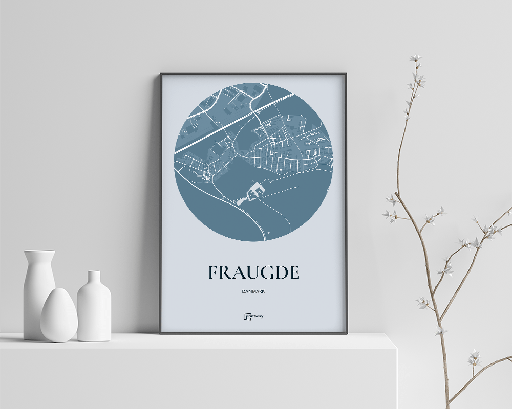 Fraugde Plakat – Minimalistisk Havblå Kort 70x100 cm